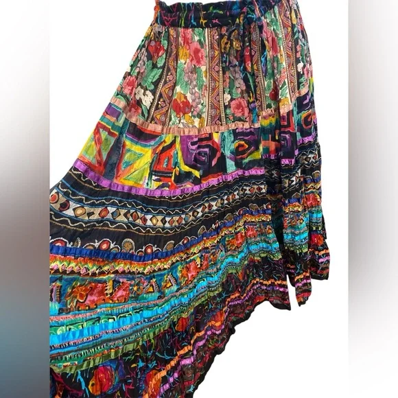VTG SOFT SURROUNDINGS Boho Gypsy Kamala Jungle Print Maxi Skirt Size Large - Picture 4 of 7